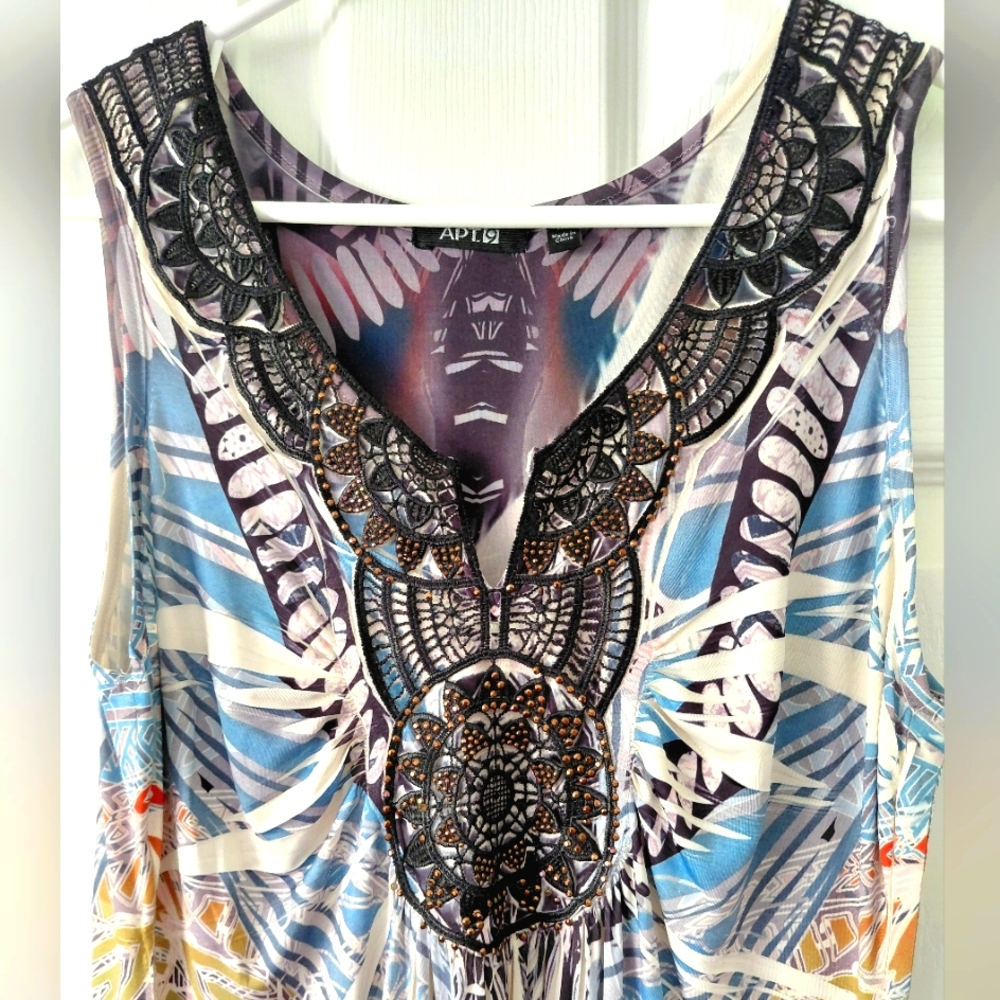 Apt. 9 Purple and Blue Sleeveless Scoop Neck Maxi Sundress - Picture 2 of 7